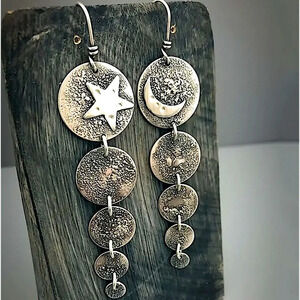 Boho Sun Moon Geometric Irregular Dangle Earrings Circular